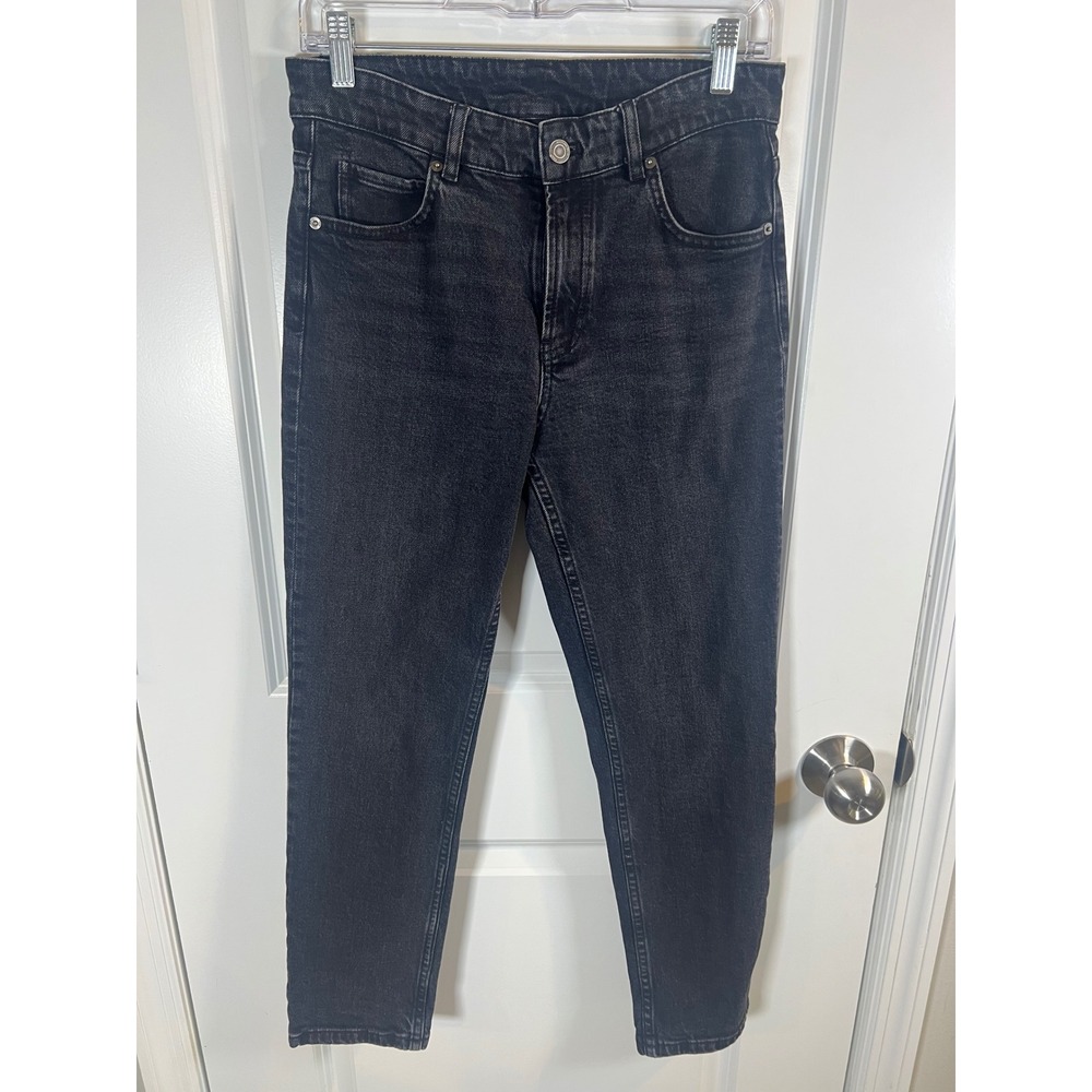 Massimo Dutti Womens Jeans Tapered Leg Faded Black Size 4